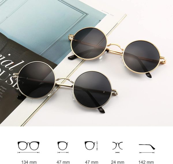 Sonnenbrille Herren Damen Polarisiert UV400, Runde Metall Rahme Klassische Retro Brille – Bild 4