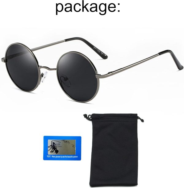 Sonnenbrille Herren Damen Polarisiert UV400, Runde Metall Rahme Klassische Retro Brille – Bild 7