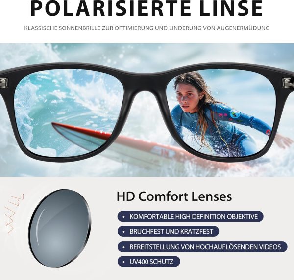 Sonnenbrille-für-Herren-Damen-Pilotenbrille 2 Paare Fliegerbrille Retro Vintage Polarisiert Sunglasses Set Schwarz Piloten Brille mit UV400 Schutz Fahrerbrille Verspiegelt Brille für Men – Bild 5