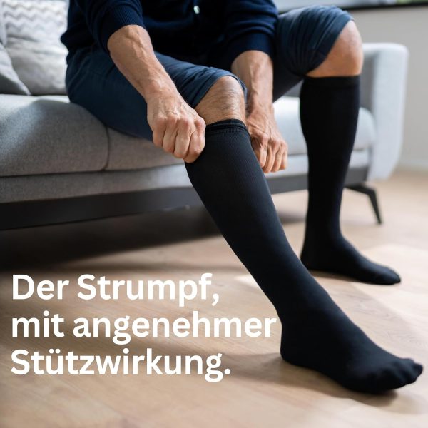 Stützstrümpfe (2 Paar) mit Kompression, Reisestrümpfe mit 65% Baumwolle, Kompressionsstrümpfe für Damen & Herren - Stützkniestrümpfe ohne störende Naht – Bild 2