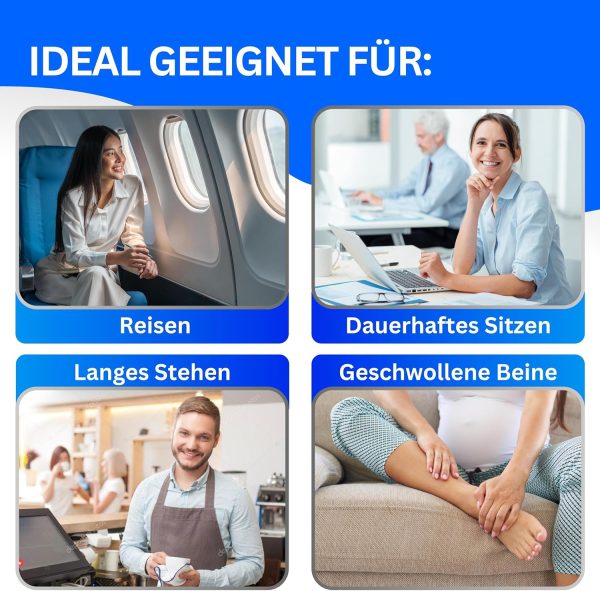 Stützstrümpfe (2 Paar) mit Kompression, Reisestrümpfe mit 65% Baumwolle, Kompressionsstrümpfe für Damen & Herren - Stützkniestrümpfe ohne störende Naht – Bild 5