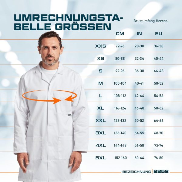 Portwest Standard Berufskittel, Größe: XL, Farbe: Weiß, 2852WHRXL – Bild 4