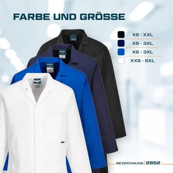 Portwest Standard Berufskittel, Größe: XL, Farbe: Weiß, 2852WHRXL – Bild 5